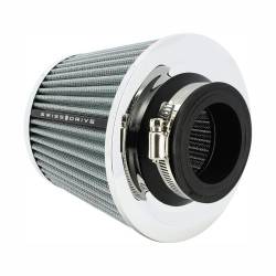 Filtru aer sport argintiu-crom, cu capac si 4 adaptori AFCRGRY SwissDrive 