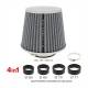 Filtru aer sport argintiu-crom, cu capac si 4 adaptori AFCRGRY SwissDrive 