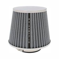 Filtru aer sport argintiu-crom, cu capac si 4 adaptori AFCRGRY SwissDrive 