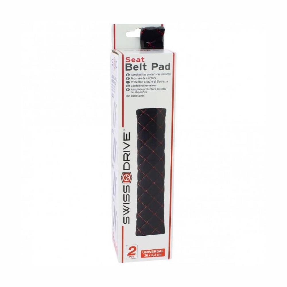 Set 2 huse centura siguranta, culoare neagra cu cusaturi rosii, CSP2300 SwissDrive 