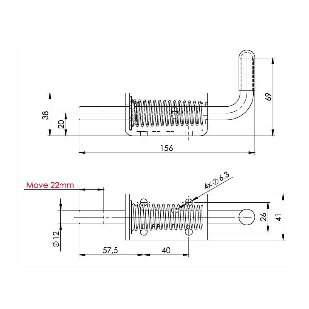 Inchizator oblon cu arc, 156mm, fi 12mm, ZB-08 SPP