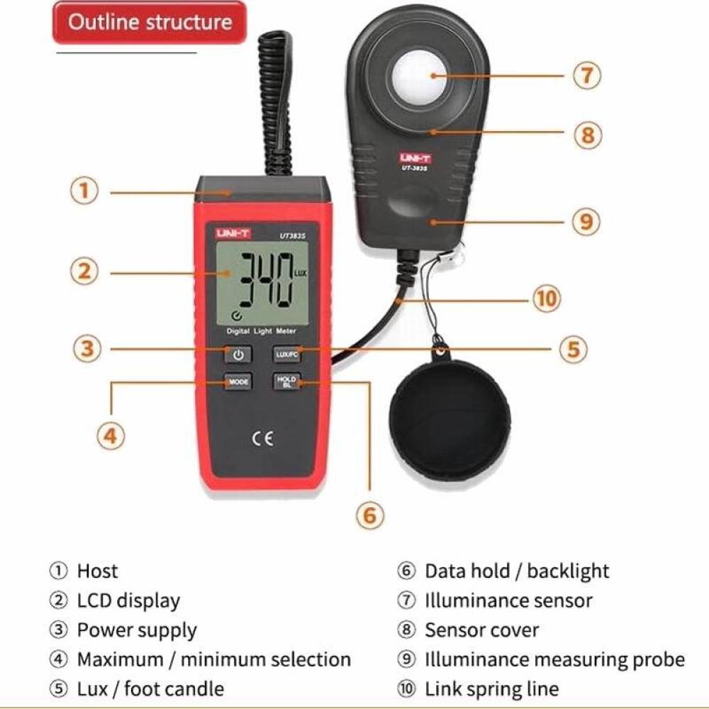 Luxmetru digital, masoara intensitatea luminii, UNI-T UT383 S Luxmetru digital, masoara intensitatea luminii, UNI-T UT383 S