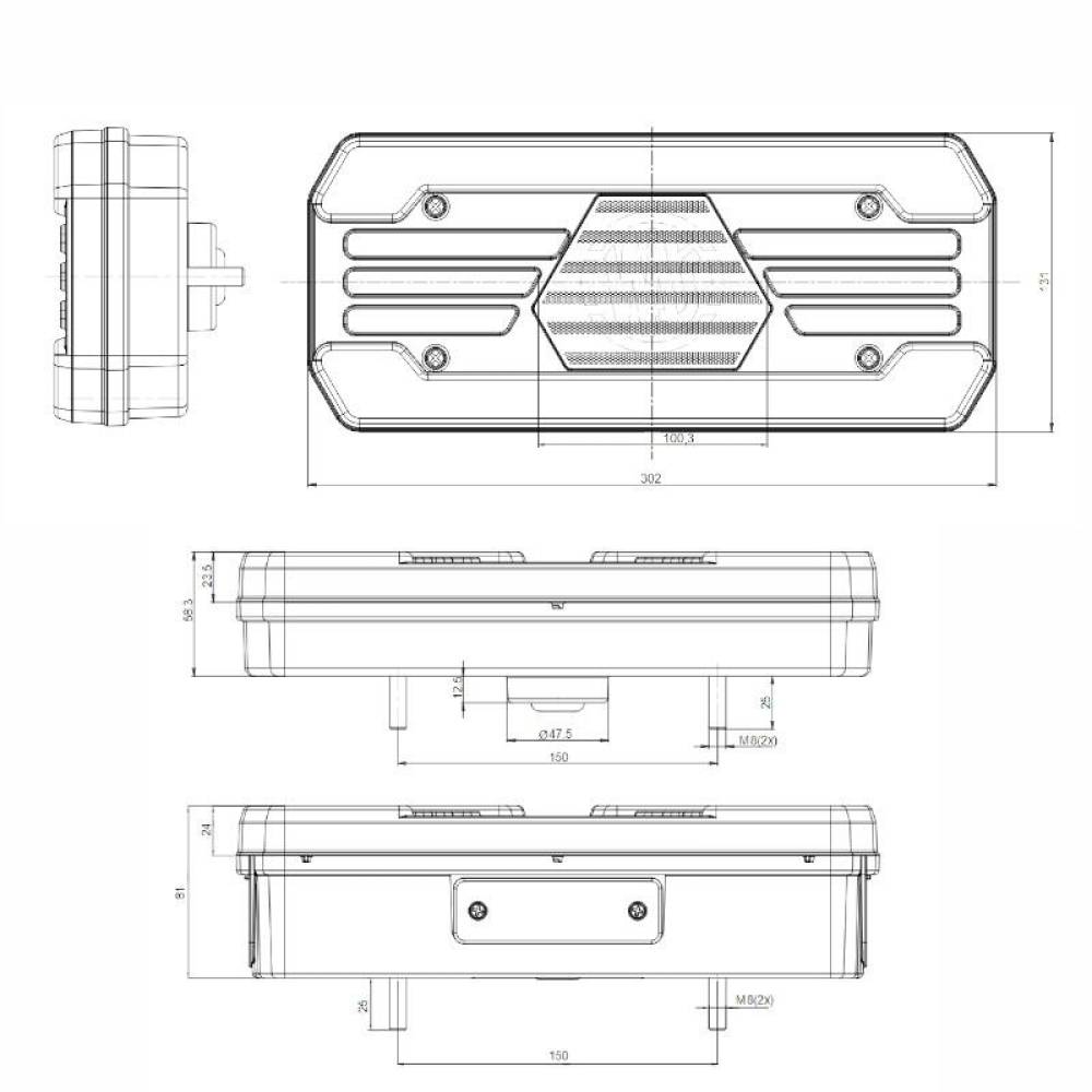 Lampa spate 302x131, LED, 4 functii, semnalizare dinamica, pozitie NEON, cu cablu, 12-24V, dreapta, W250DD 1885 DD P Was Lampa spate 302x131, LED, 4 functii, semnalizare dinamica, pozitie NEON, cu cablu, 12-24V, dreapta, W250DD 1885 DD P Was