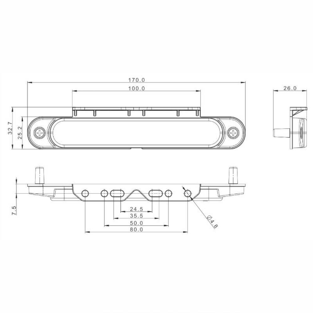 Lampa gabarit 170x23, LED, galbena, cu suport, 12-36V, cu catadioptru, FT-065 Z+K Fristom