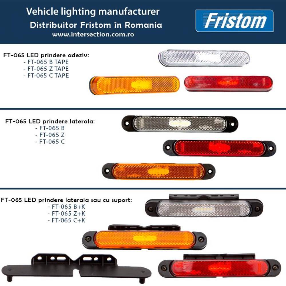 Lampa gabarit 168x23, LED, rosie, 12-36V, cu catadioptru, FT-065 C Fristom