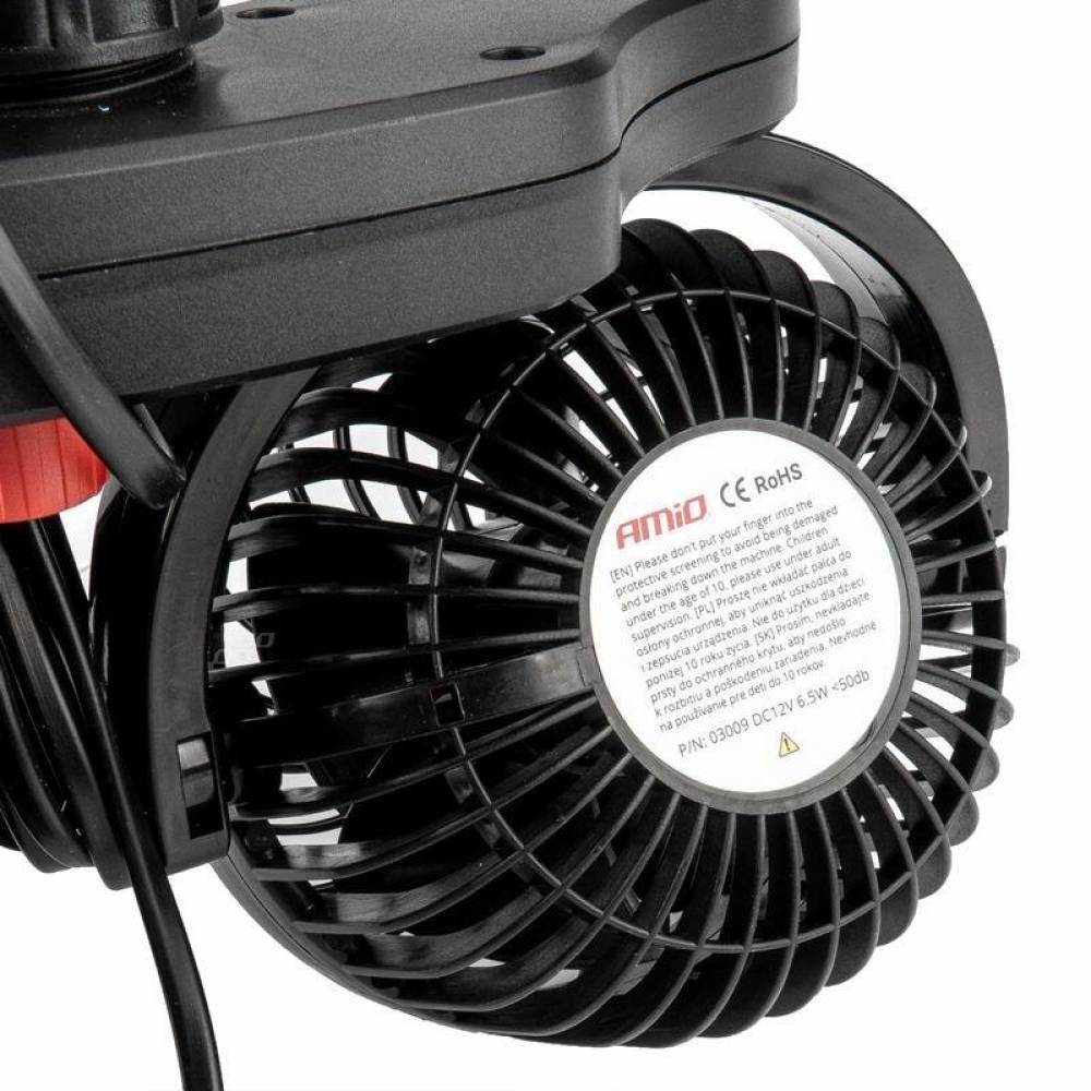 Ventilator dublu 12V, 2xfi10cm, 6.5W, prindere pe tetiera, cu 2 USB-uri, 2 viteze, PRO Series, 03009 Amio