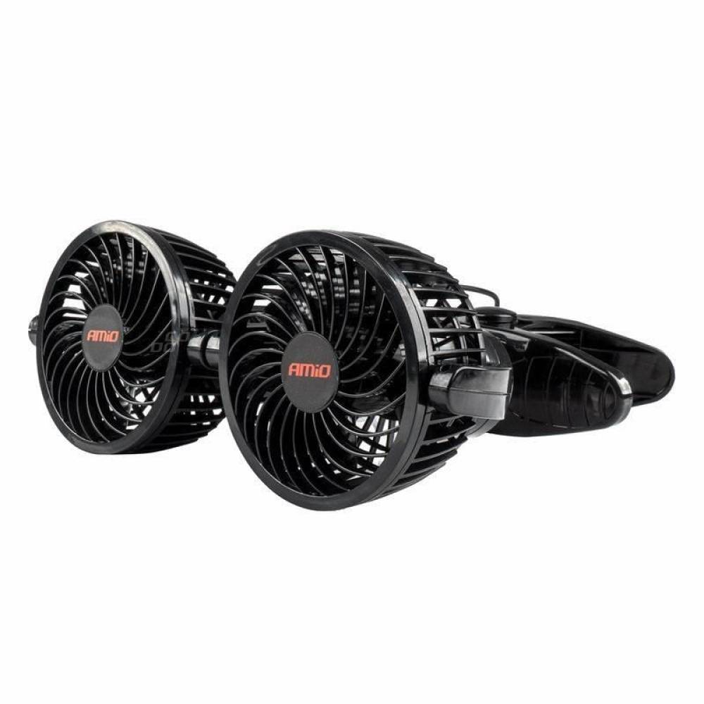 Ventilator dublu 12V, 2xfi10cm, 6W, prindere clips la parasolar, 2 viteze, PRO Series, 03012 Amio
