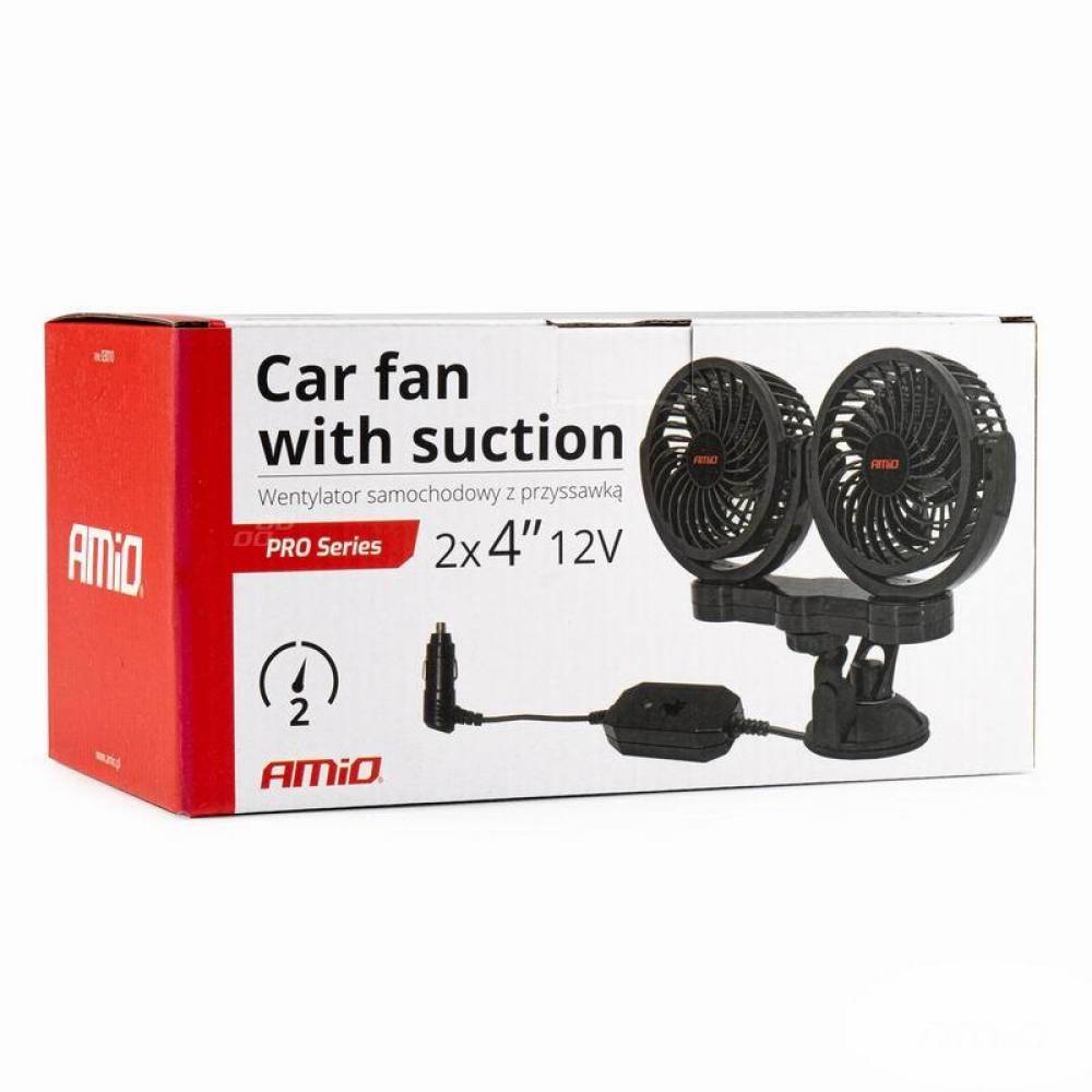 Ventilator dublu 12V, 2xfi10cm, 6W, prindere ventuza, 2 viteze, PRO Series, 03010 Amio