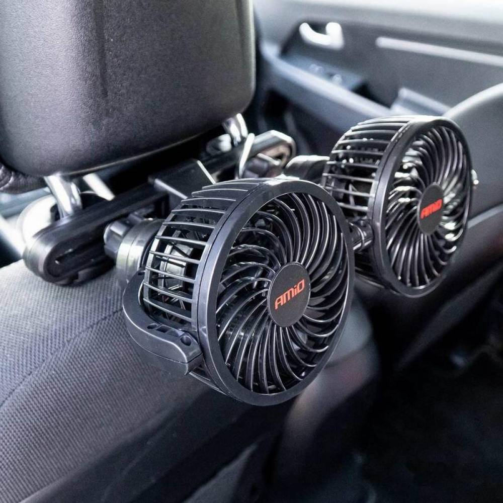 Ventilator dublu 12V, 2xfi10cm, 6W, prindere pe tetiera, 2 viteze, PRO Series, 03008 Amio
