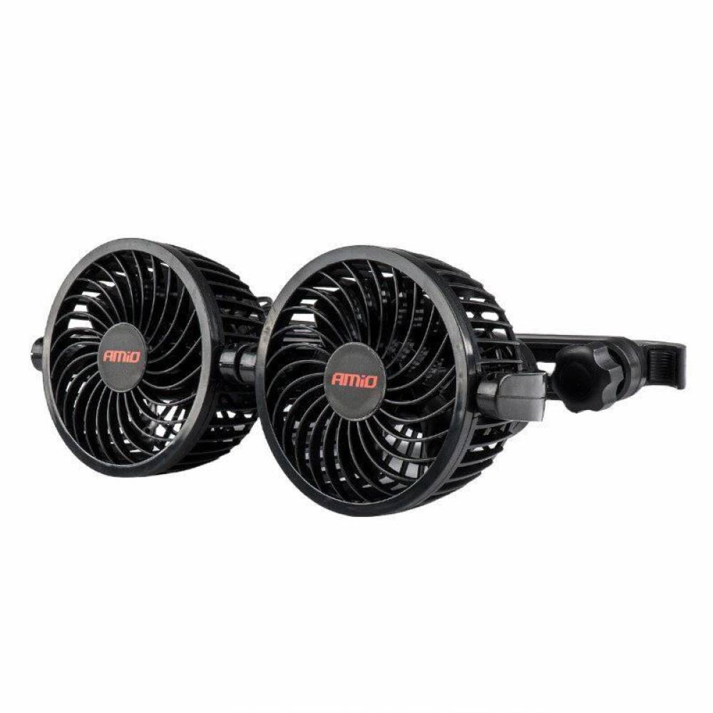 Ventilator dublu 12V, 2xfi10cm, 6W, prindere pe tetiera, 2 viteze, PRO Series, 03008 Amio