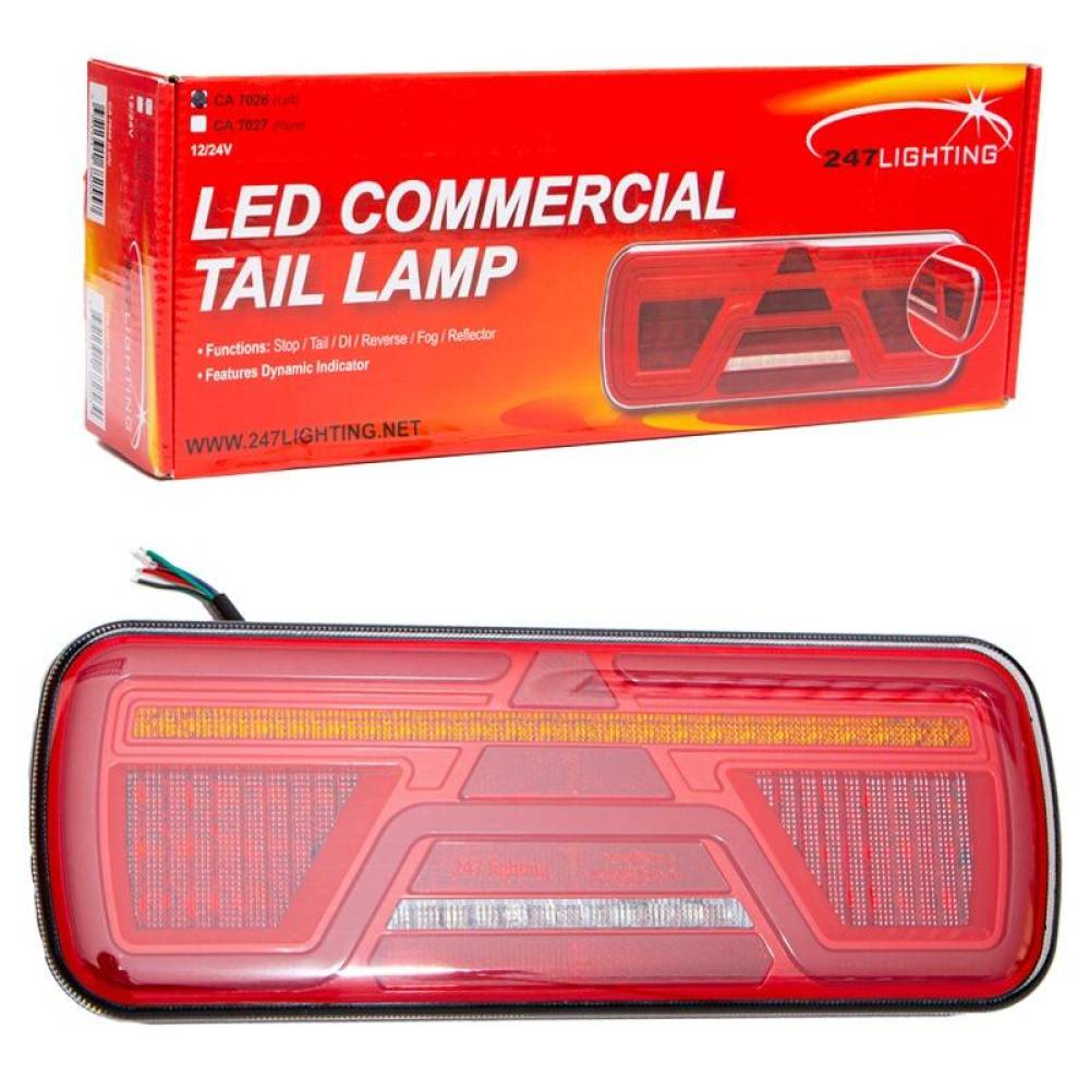 Lampa stop 360x135mm, 5 functii, LED Neon, cu triunghi, ceata si mers inapoi, semnalizare dinamica, stanga, CA7026 247Lighting