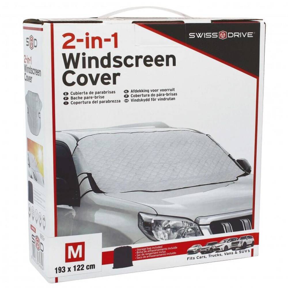 Husa protectie parbriz 190x122, parasolar vara-iarna, cu magneti si saculet depozitare LAWIS0M SwissDrive