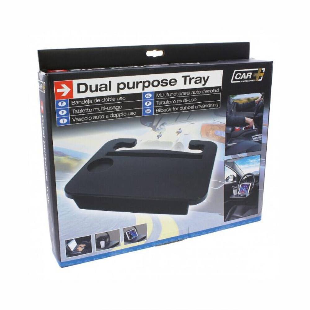 Masuta organizator auto multifunctionala, 2in1, prindere pe volan sau intre scaune, pentru laptop, tableta, pahare, DPT1520 Car+
