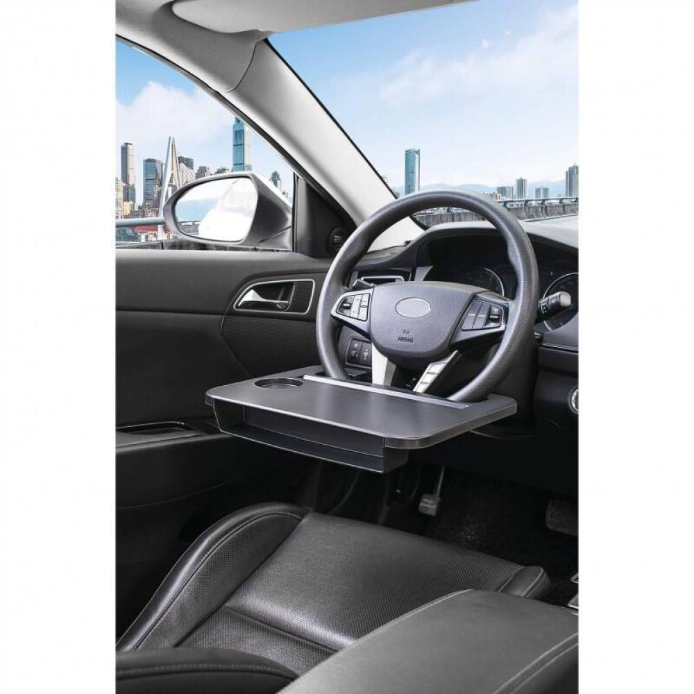 Masuta organizator auto multifunctionala, 2in1, prindere pe volan sau intre scaune, pentru laptop, tableta, pahare, DPT1520 Car+