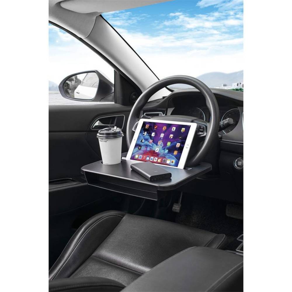 Masuta organizator auto multifunctionala, 2in1, prindere pe volan sau intre scaune, pentru laptop, tableta, pahare, DPT1520 Car+