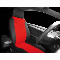 Set huse auto pentru 1 scaun cu tetiera, rosu cu negru, airbag, Unicorn FUND95R Car+