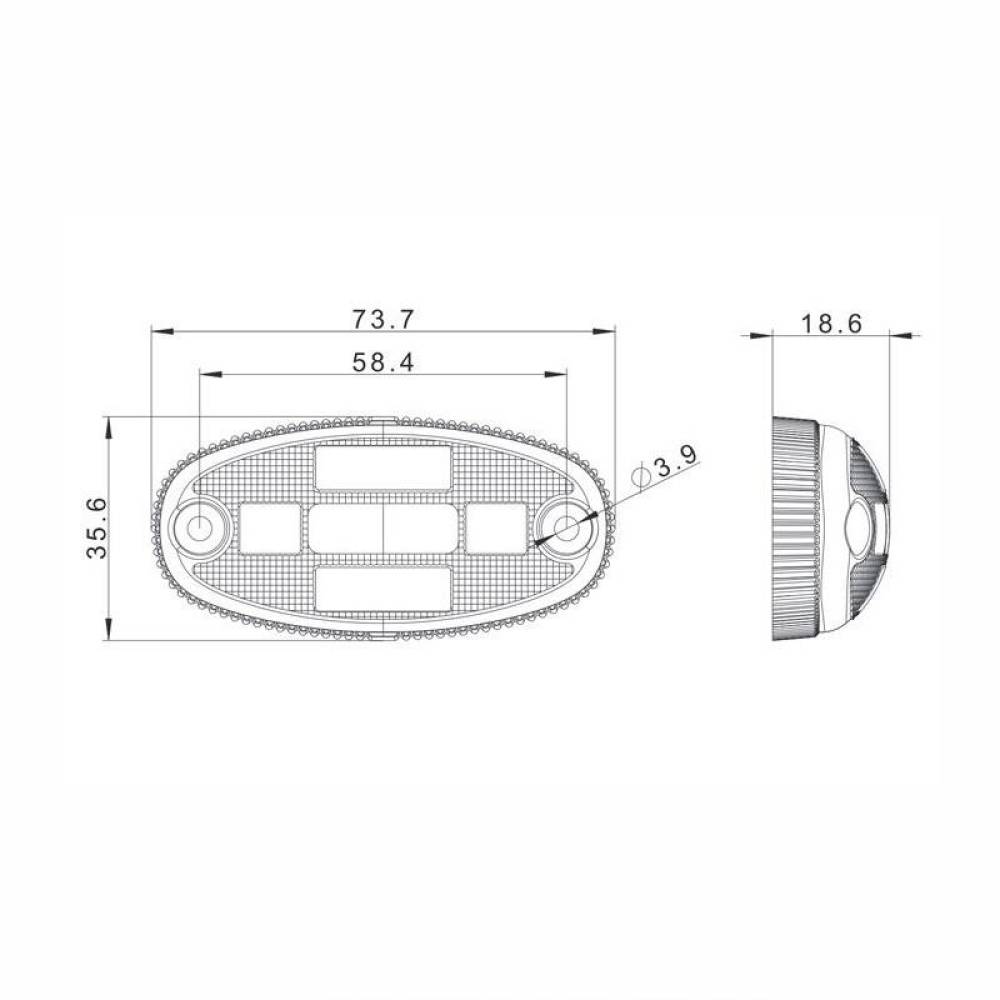 Lampa gabarit 74x36, LED, rosie, 12-24V, FT-068 C Fristom