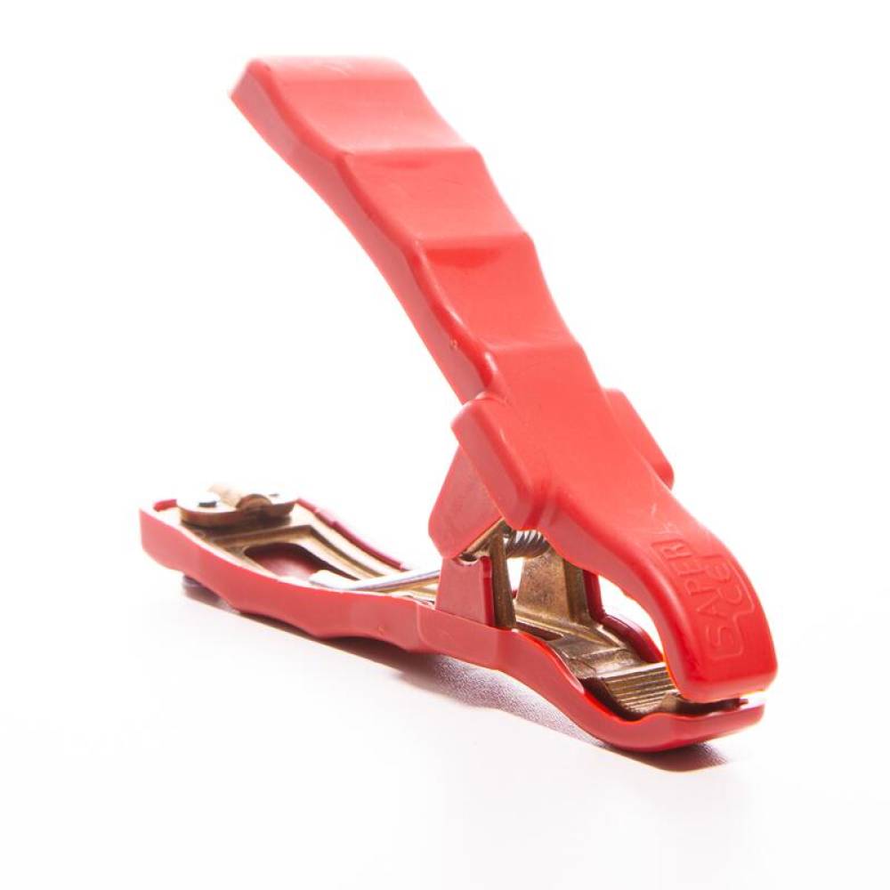 Cleste cablu curent, 15cm, clema crocodil, 400-600A, pentru cablu intre 16 - 35qmm, rosu S20 Saper
