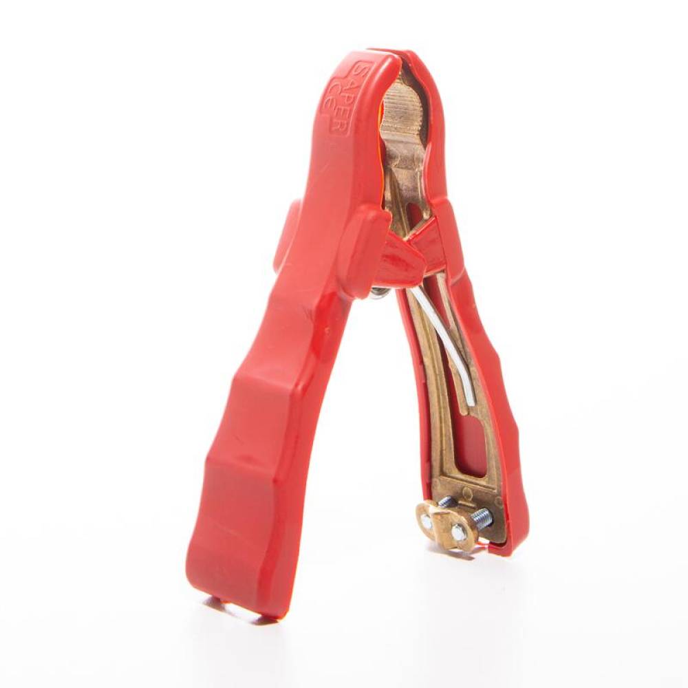 Cleste cablu curent, 15cm, clema crocodil, 400-600A, pentru cablu intre 16 - 35qmm, rosu S20 Saper