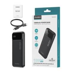 Acumulator extern powerbank Choetech B728, PD 22.5W, 10000 mAh, Afisaj incarcare cu Led,  1xUSB-C in/out, 2xUSB-A, PBANK-10000-B728BK-CHO