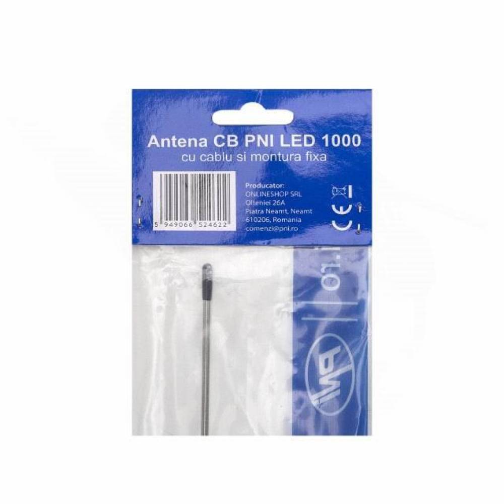 Antena statie CB 100cm, rabatabila, cu iluminare, cu cablu, montura fixa, tip fluture, LED 1000 PNI 