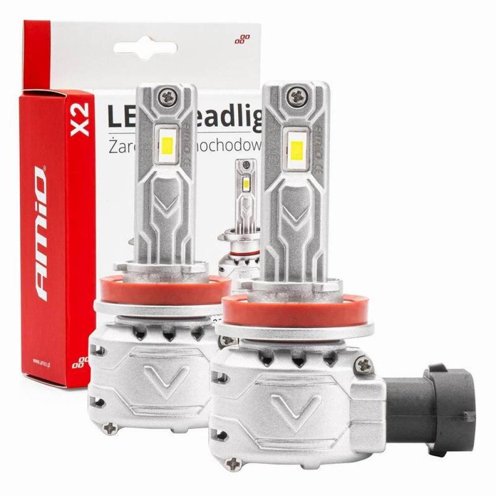 Set 2 becuri H8, H9, H11, LED, 10-16V, 72W, 7920lm, 6500K, Canbus, X2 Series, 02974 Amio