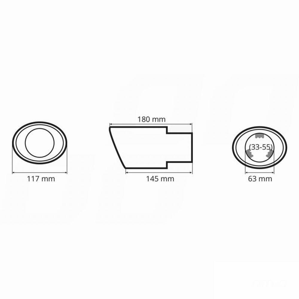 Ornament toba interior 33-55, exterior 117mm, L180, crom, 01314 Amio