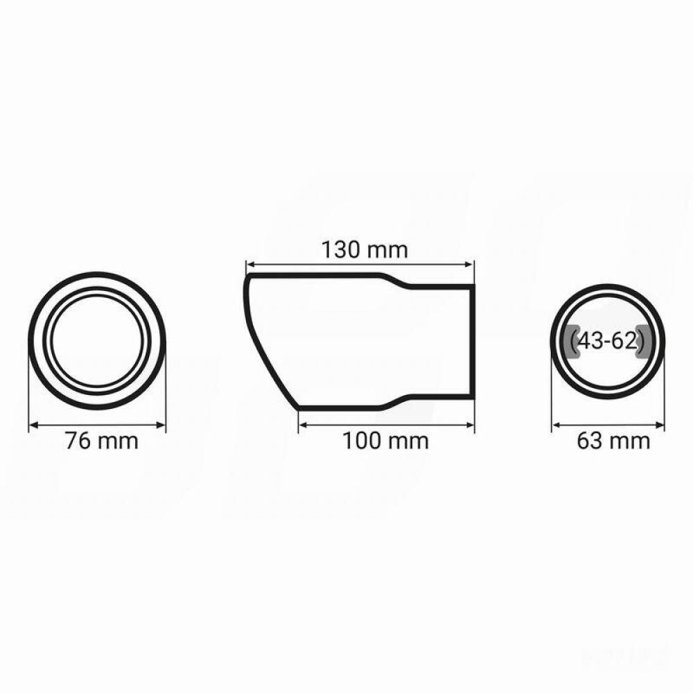 Ornament toba interior 43-62, exterior 76mm, L130, rosu, 03168 Amio