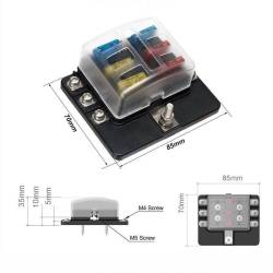 Set cutie sigurante plate cu 6 cai, cu indicator LED si 12 sigurante, 12-24V, 03039 Amio Set cutie sigurante plate cu 6 cai, cu indicator LED si 12 sigurante, 12-24V, 03039 Amio