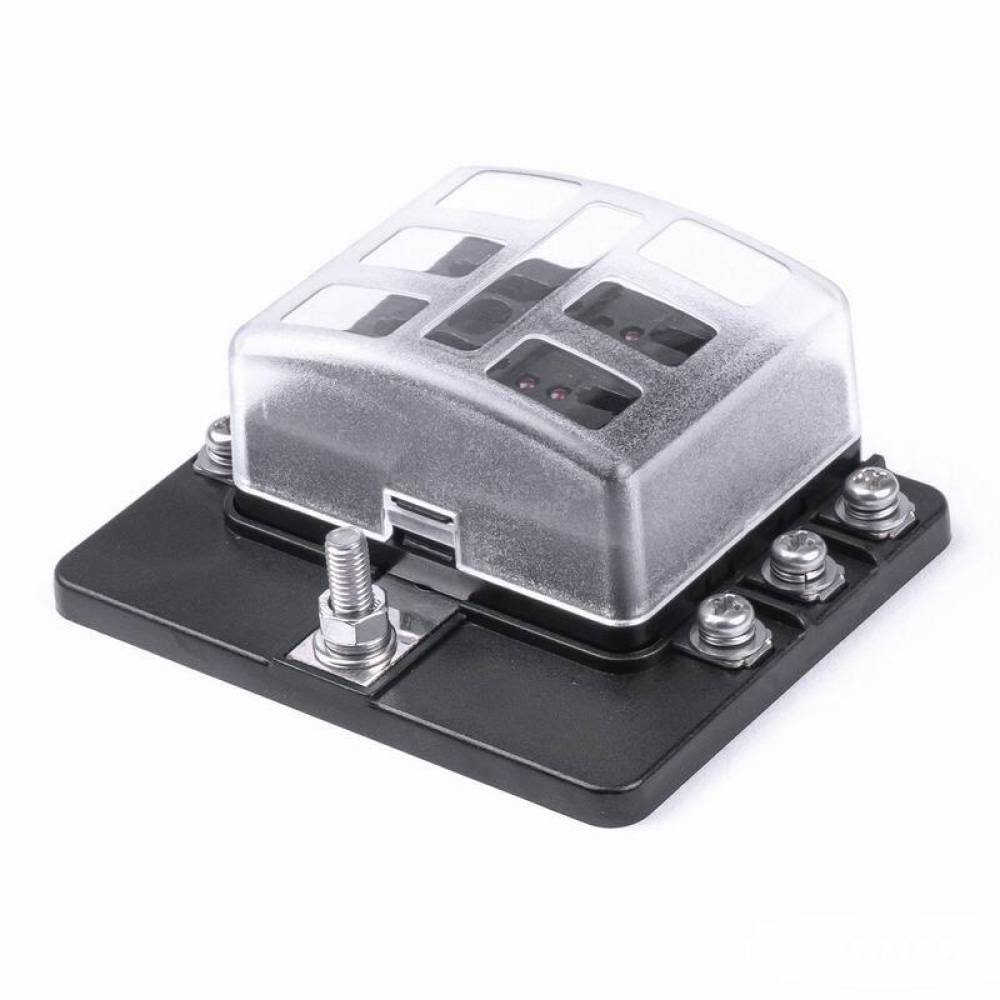 Set cutie sigurante plate cu 6 cai, cu indicator LED si 12 sigurante, 12-24V, 03039 Amio