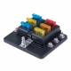 Set cutie sigurante plate cu 6 cai, cu indicator LED si 12 sigurante, 12-24V, 03039 Amio