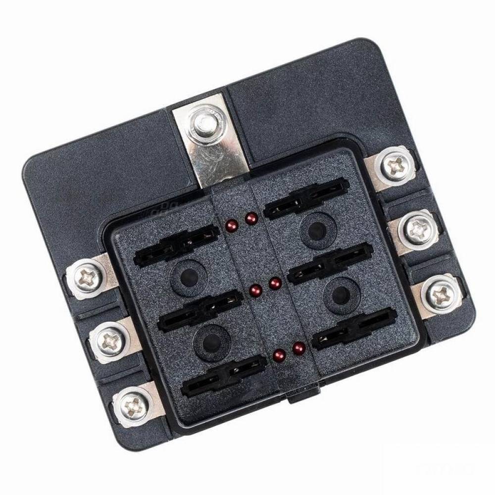 Set cutie sigurante plate cu 6 cai, cu indicator LED si 12 sigurante, 12-24V, 03039 Amio