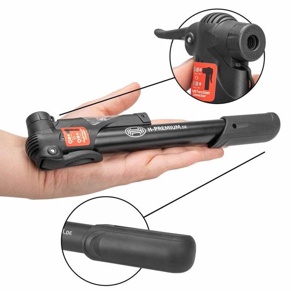 Pompa bicicleta cu manometru, 25x5cm, aluminiu, 8 bar -116 psi, cu suport de prindere, Hand Pump Pro, 216.42 Heyner Pompa bicicleta cu manometru, 25x5cm, aluminiu, 8 bar -116 psi, cu suport de prindere, Hand Pump Pro, 216.42 Heyner