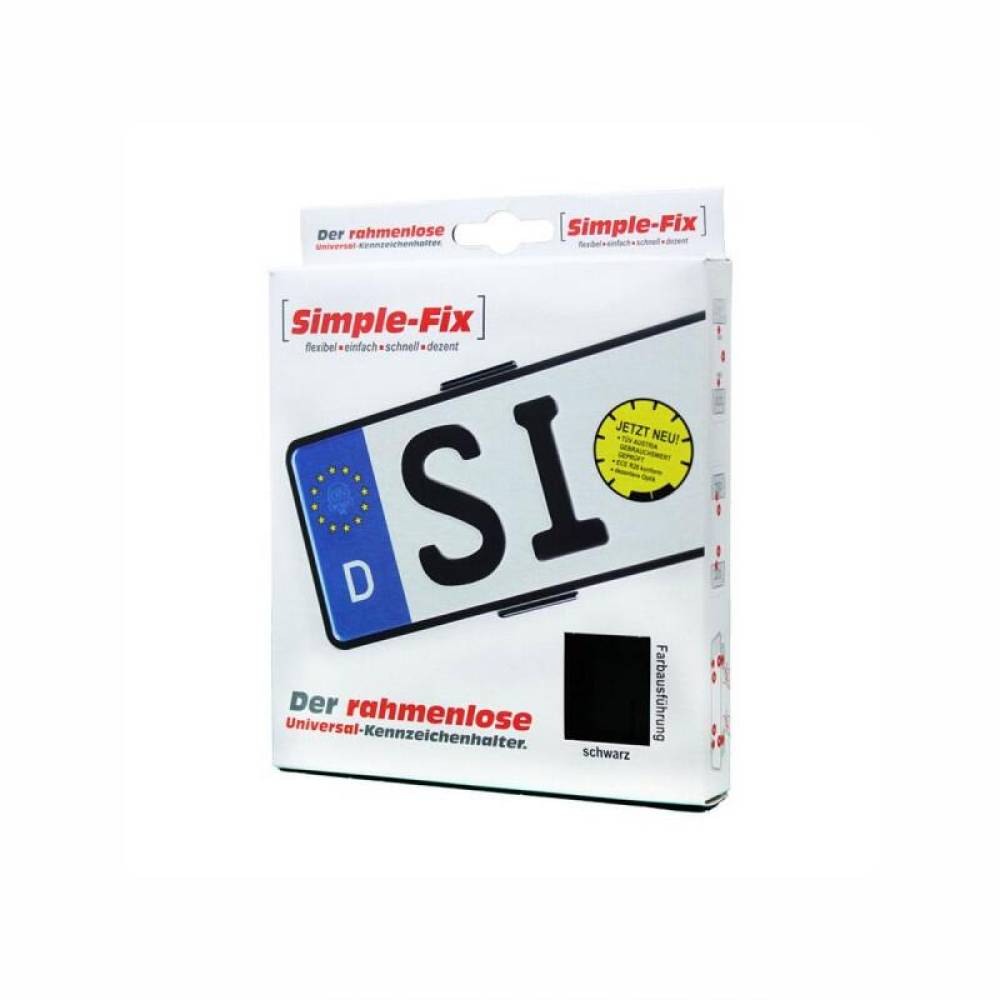 Set 4 suporti numar inmatriculare, slim, negri, fara rama, cu suruburi prindere, 584592 Automax