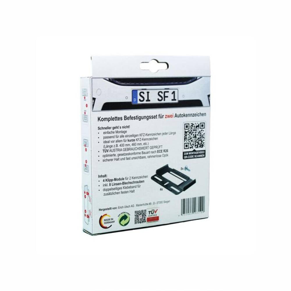 Set 4 suporti numar inmatriculare, slim, negri, fara rama, cu suruburi prindere, 584592 Automax