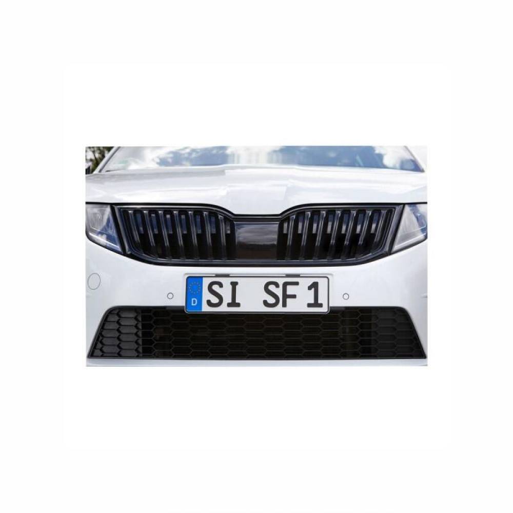 Set 4 suporti numar inmatriculare, slim, negri, fara rama, cu suruburi prindere, 584592 Automax