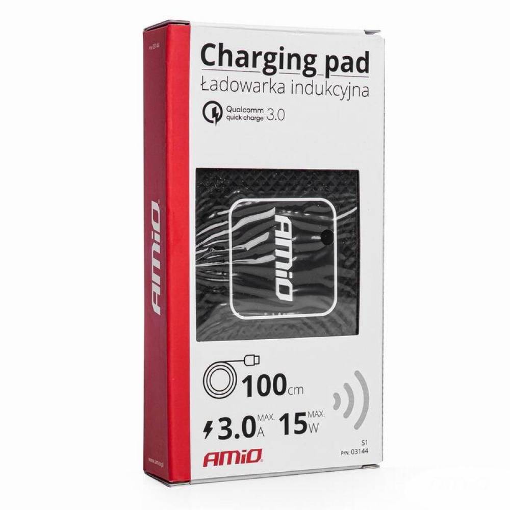 Suport bord antiderapant, cu incarcare rapida, 16x7cm, QC 3.0A, 3000mA, 15W, cablu 1m, 03144 Amio