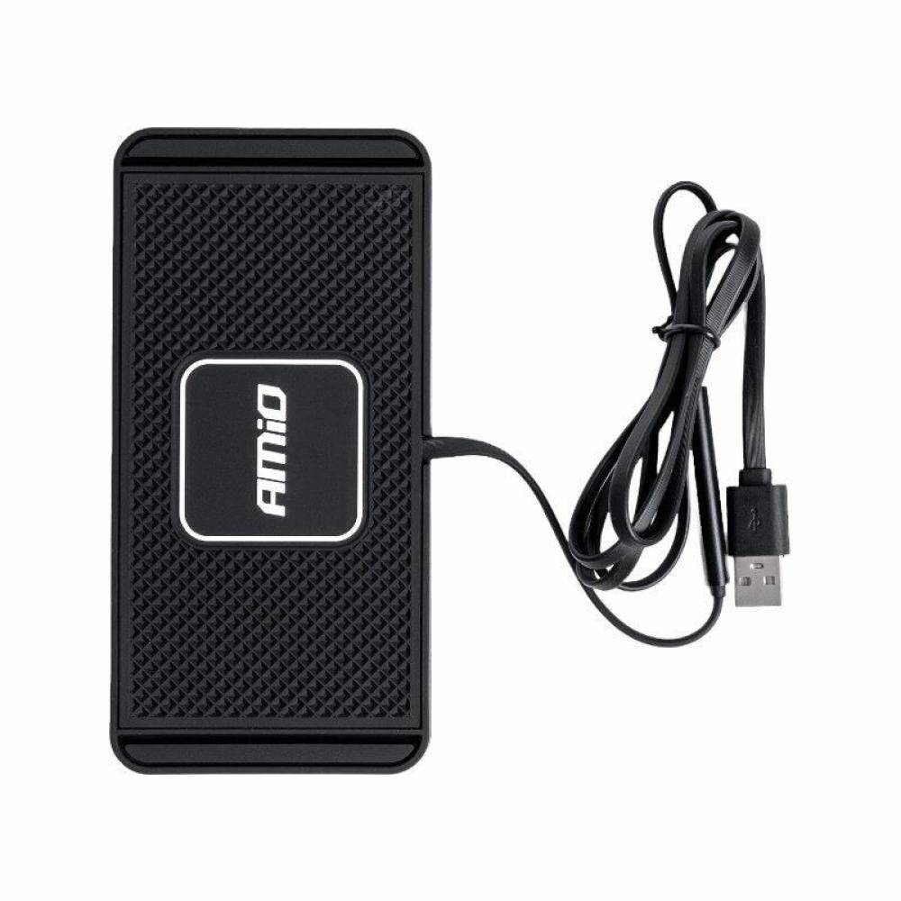Suport bord antiderapant, cu incarcare rapida, 16x7cm, QC 3.0A, 3000mA, 15W, cablu 1m, 03144 Amio