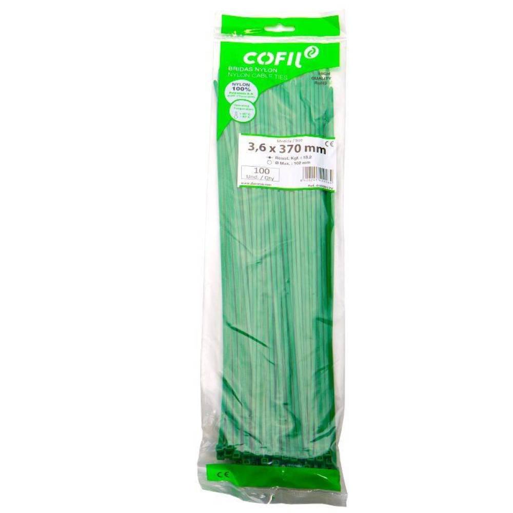 Set 100 coliere plastic 370x3.6mm, verzi, 300017V Damesa Set 100 coliere plastic 370x3.6mm, verzi, 300017V Damesa