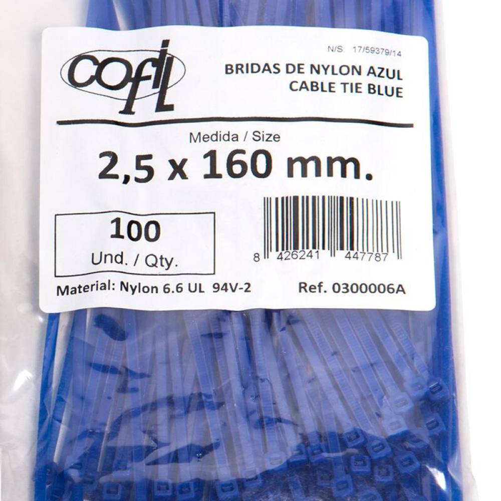 Set 100 coliere plastic 160x2.5mm, albastre, 300006A Damesa Set 100 coliere plastic 160x2.5mm, albastre, 300006A Damesa