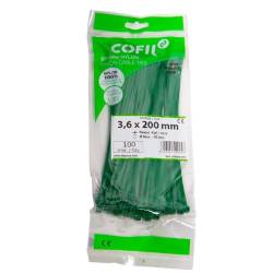 Set 100 coliere plastic 200x3.6mm, verzi, 300014V Damesa