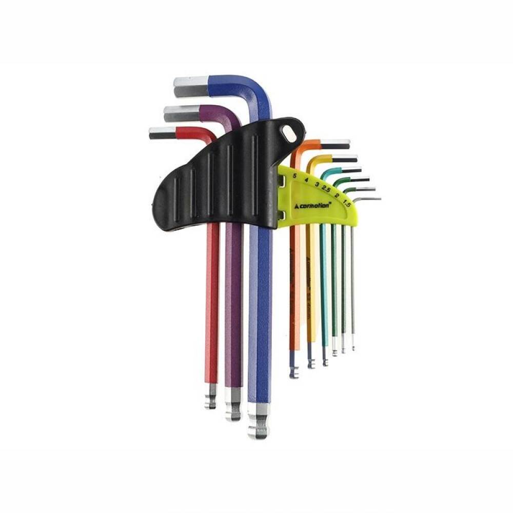 Set chei imbus Hexagonale, cu bila, 1.5-10mm, 180mm, multicolor, 9 bucati, 63830 Carmotion