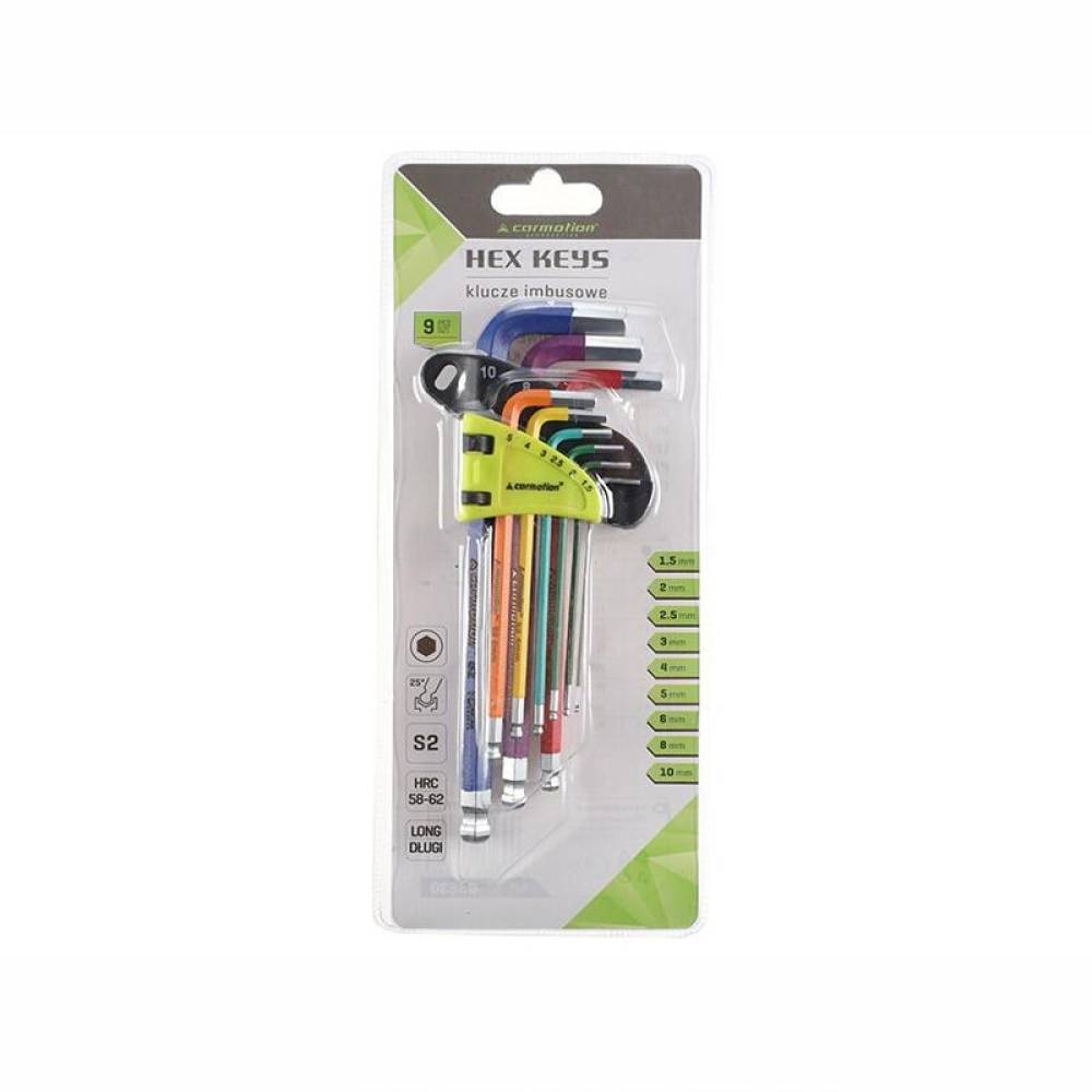 Set chei imbus Hexagonale, cu bila, 1.5-10mm, 180mm, multicolor, 9 bucati, 63830 Carmotion