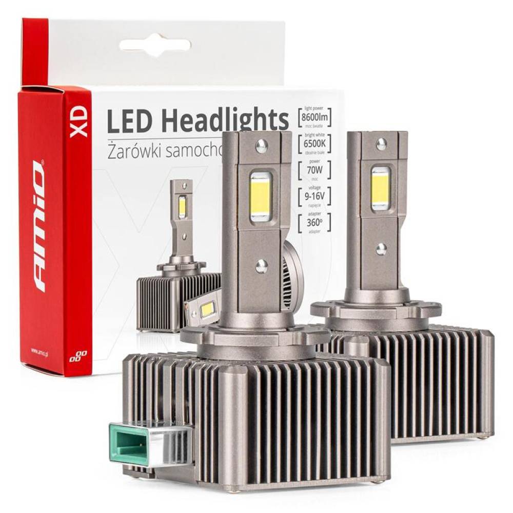 Set 2 becuri LED, D3S, 6500k, 9-16V, 70W, 8600lm, 360 grade, Canbus, XD Series 03312 Amio