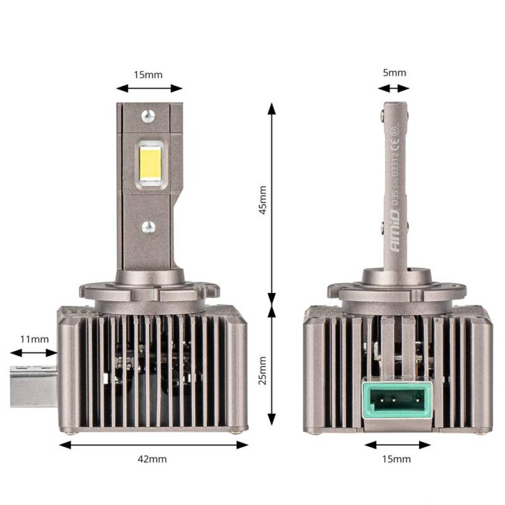 Set 2 becuri LED, D3S, 6500k, 9-16V, 70W, 8600lm, 360 grade, Canbus, XD Series 03312 Amio