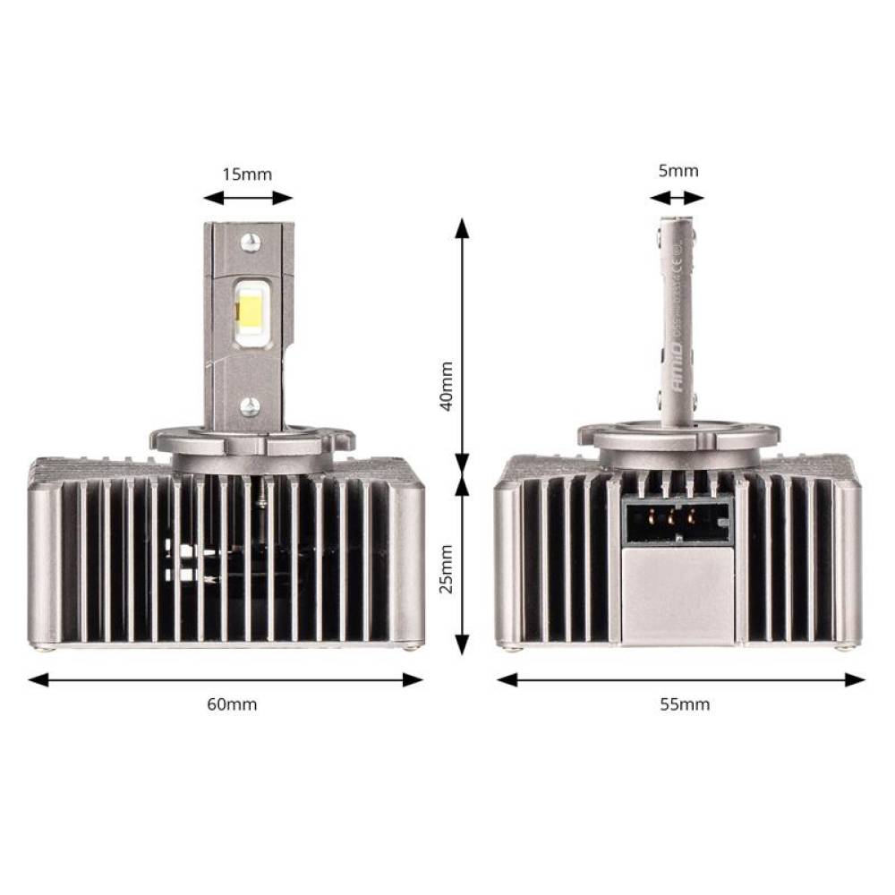 Set 2 becuri LED, D5S, 6500k, 9-16V, 70W, 8600lm, 360 grade, Canbus, XD Series 03314 Amio