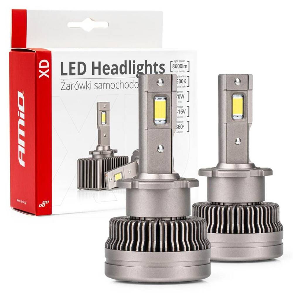 Set 2 becuri LED, D4S / D4R, 6500k, 9-16V, 70W, 8600lm, 360 grade, Canbus, XD Series 03313 Amio