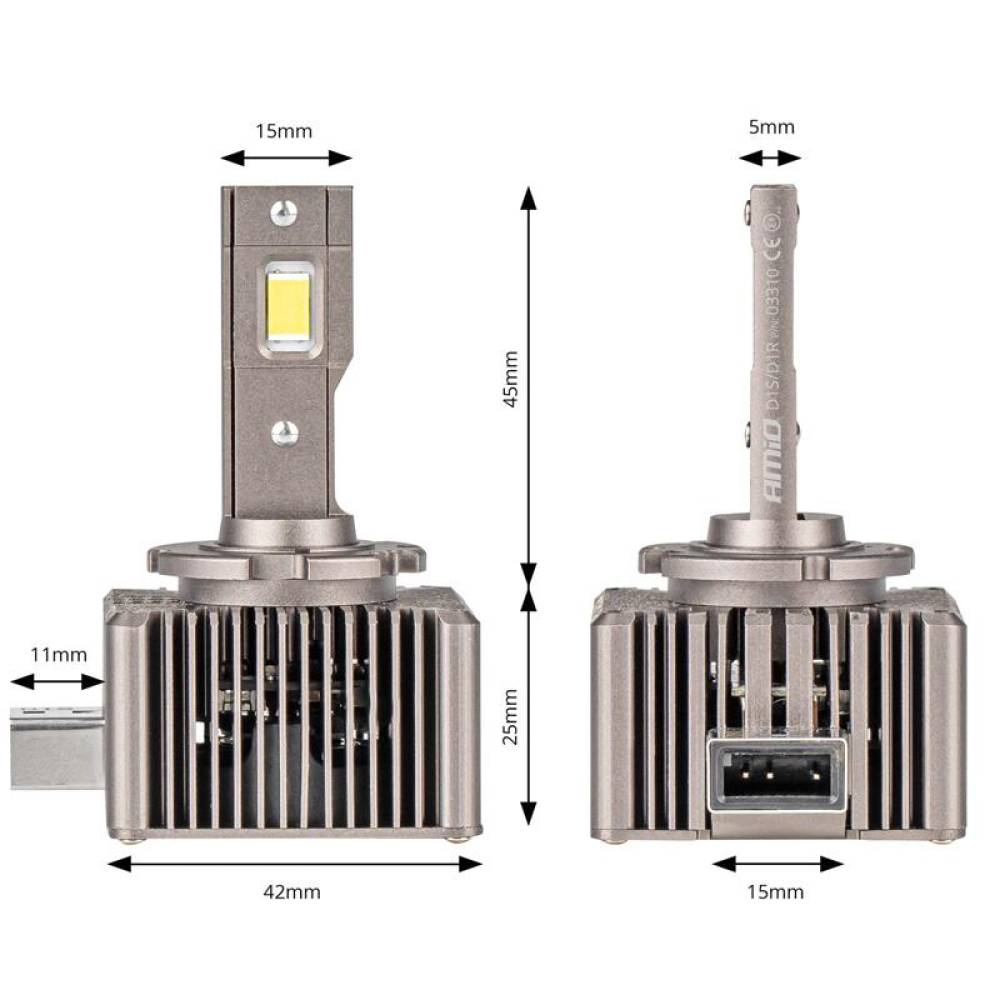 Set 2 becuri LED, D8S, 6500k, 9-16V, 70W, 8600lm, 360 grade, Canbus, XD Series  Amio 03315
