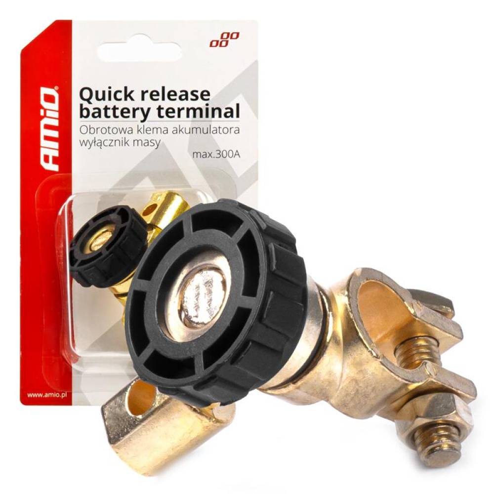Borna acumulator cu decuplare rapida, 300A, pentru minus, neagra, AMIO 03021