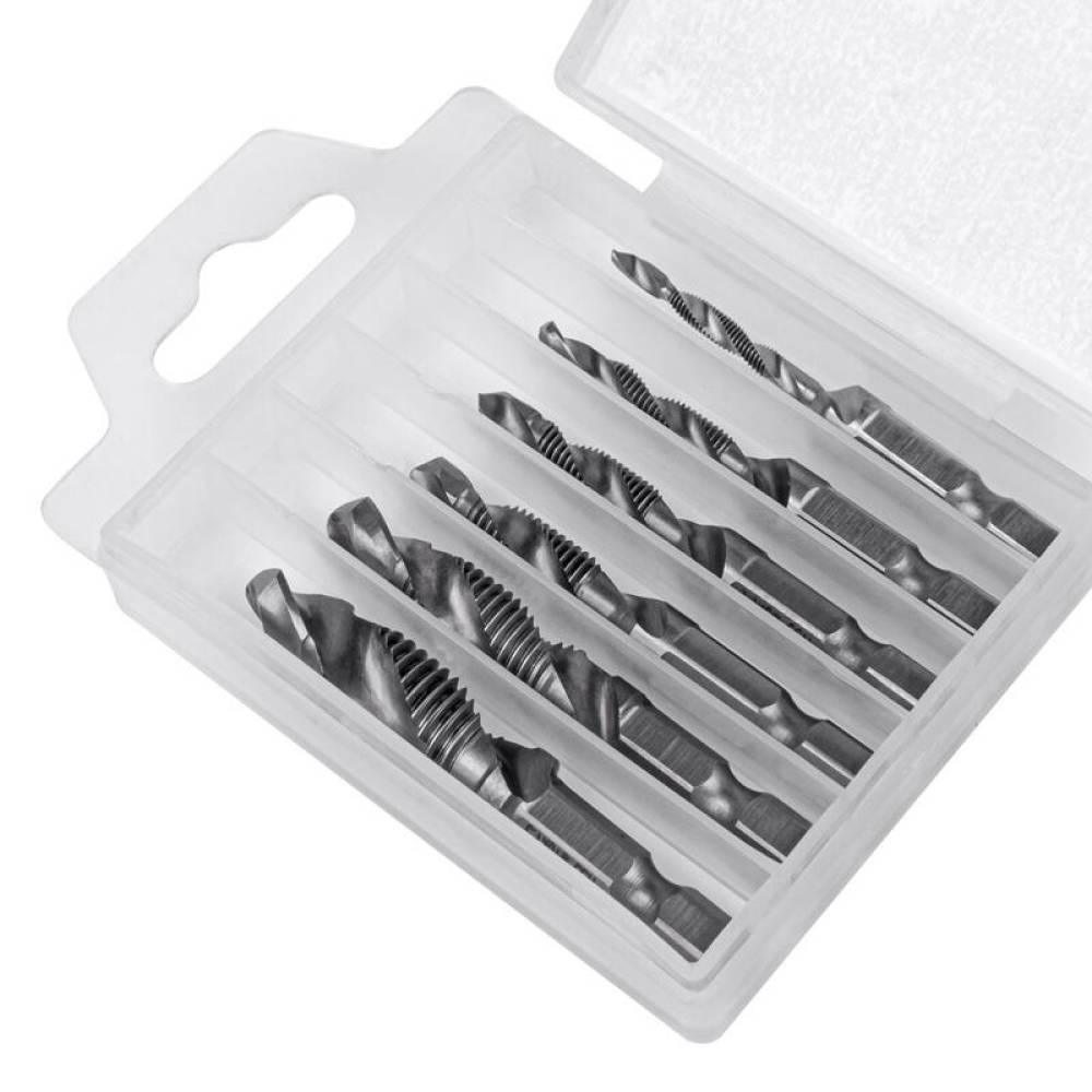 Set 6 burghie cu tarod, marime intre M3 si M10, prindere bit hexagonal 1/4, HSS,  Amio 03272